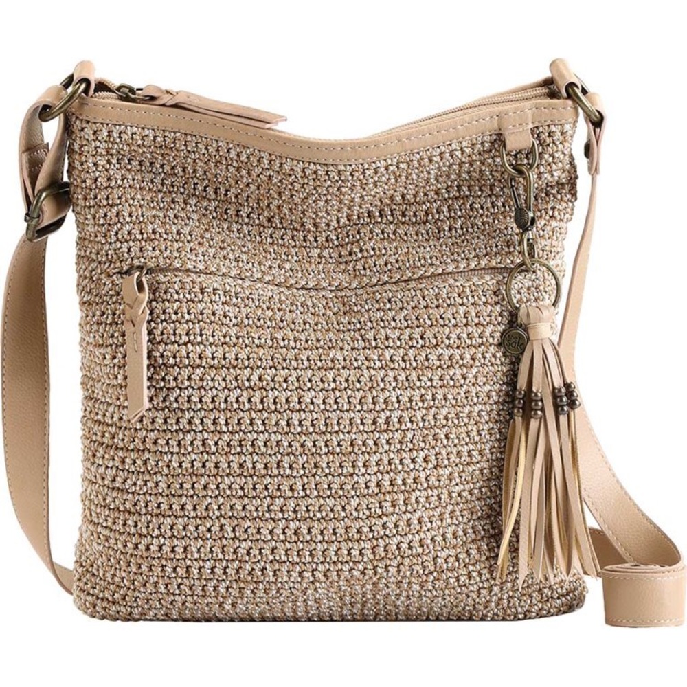 THE SAK Lucia Crochet Tassel Crossbody Bamboo Static Hand Crochet